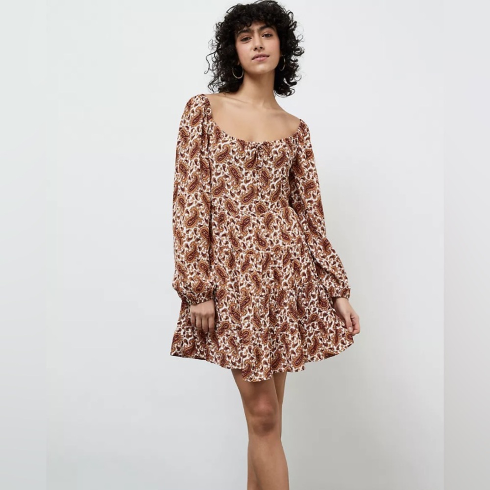 Faithfull the Brand Brown Floral Mini Dress